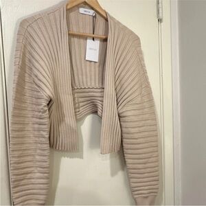 Greylin Beige Ribbed Shrug